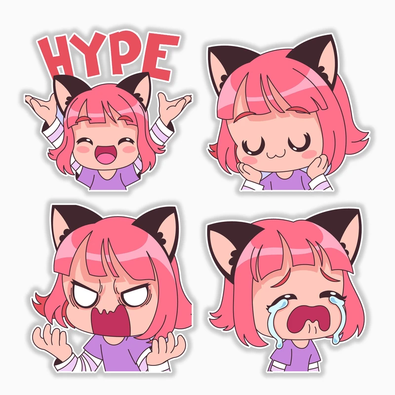 استیکر لپ تاپ و موبایل بووم طرح دختر کاوایی5 کد MM96 مجموعه 4 عددی