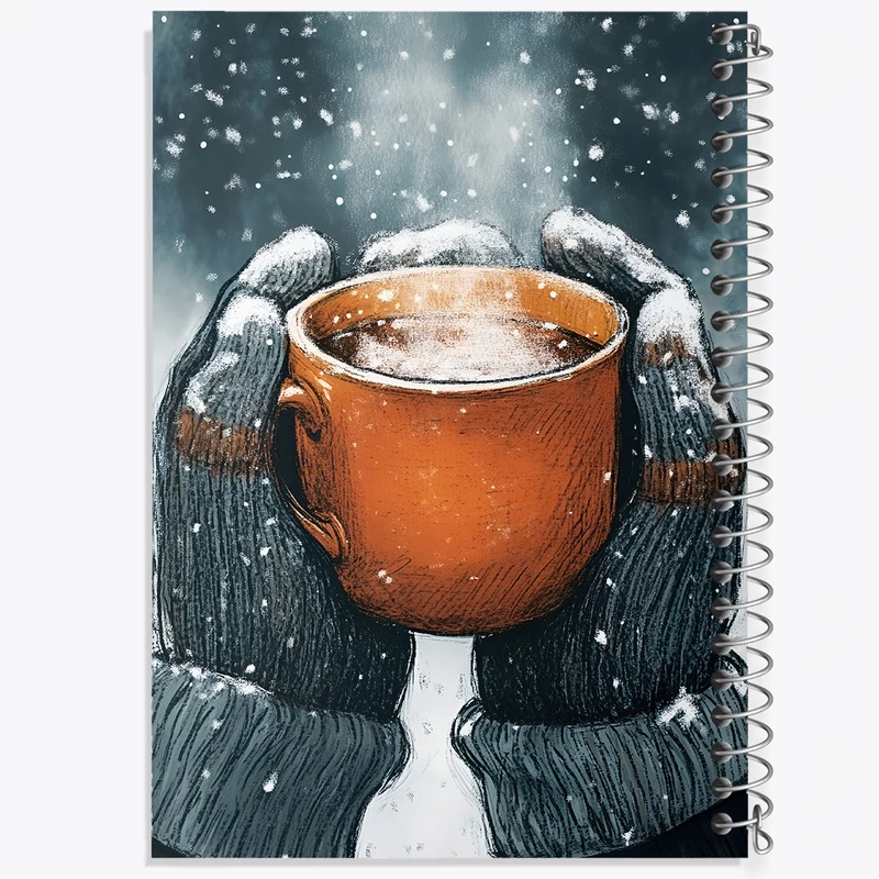 دفتر شطرنجی 50 برگ خندالو طرح فنجان قهوه در برف کد F8286