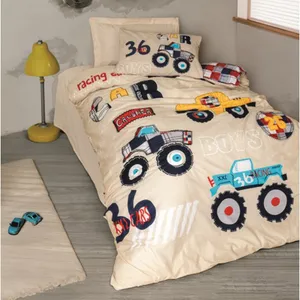 سرویس روتختی کاتن باکس مدل Cars bej یک نفره 3 تکه