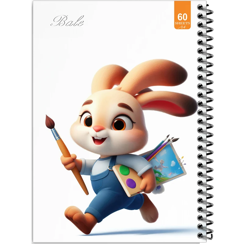 دفتر نقاشی 60 برگ انتشارات بله طرح فانتزی خرگوش کوچولوی نقاش کد A4-O198