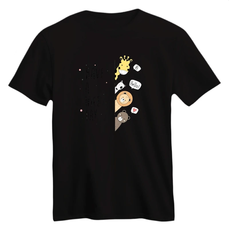 تی شرت آستین کوتاه زنانه مدل حیوانات بامزه کد 2