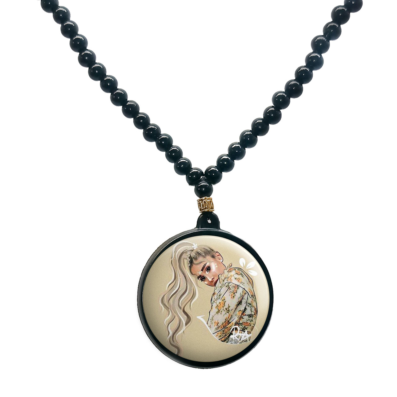 گردنبند پرمانه طرح آریانا گرانده کد pmd.7751 مدل دو طرفه