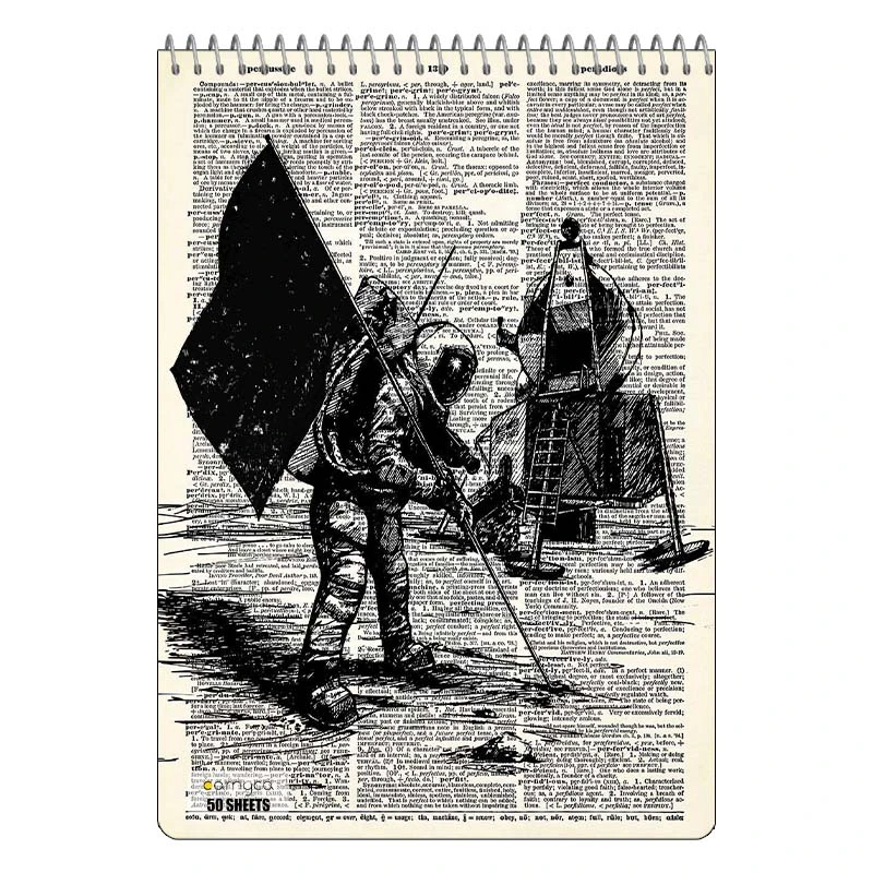 دفتر نقاشی 50 برگ سیمی کارنیکا طرح روزنامه وینتج Vintage Newspaper کد 72616