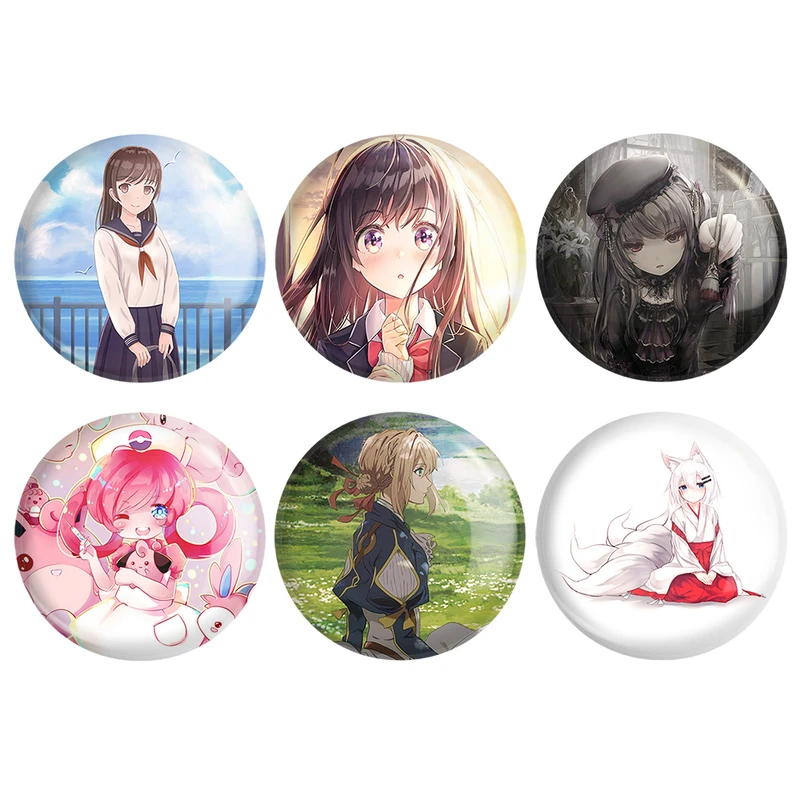 مگنت خندالو طرح دختر انیمه ای کد 1006A مجموعه 6 عددی