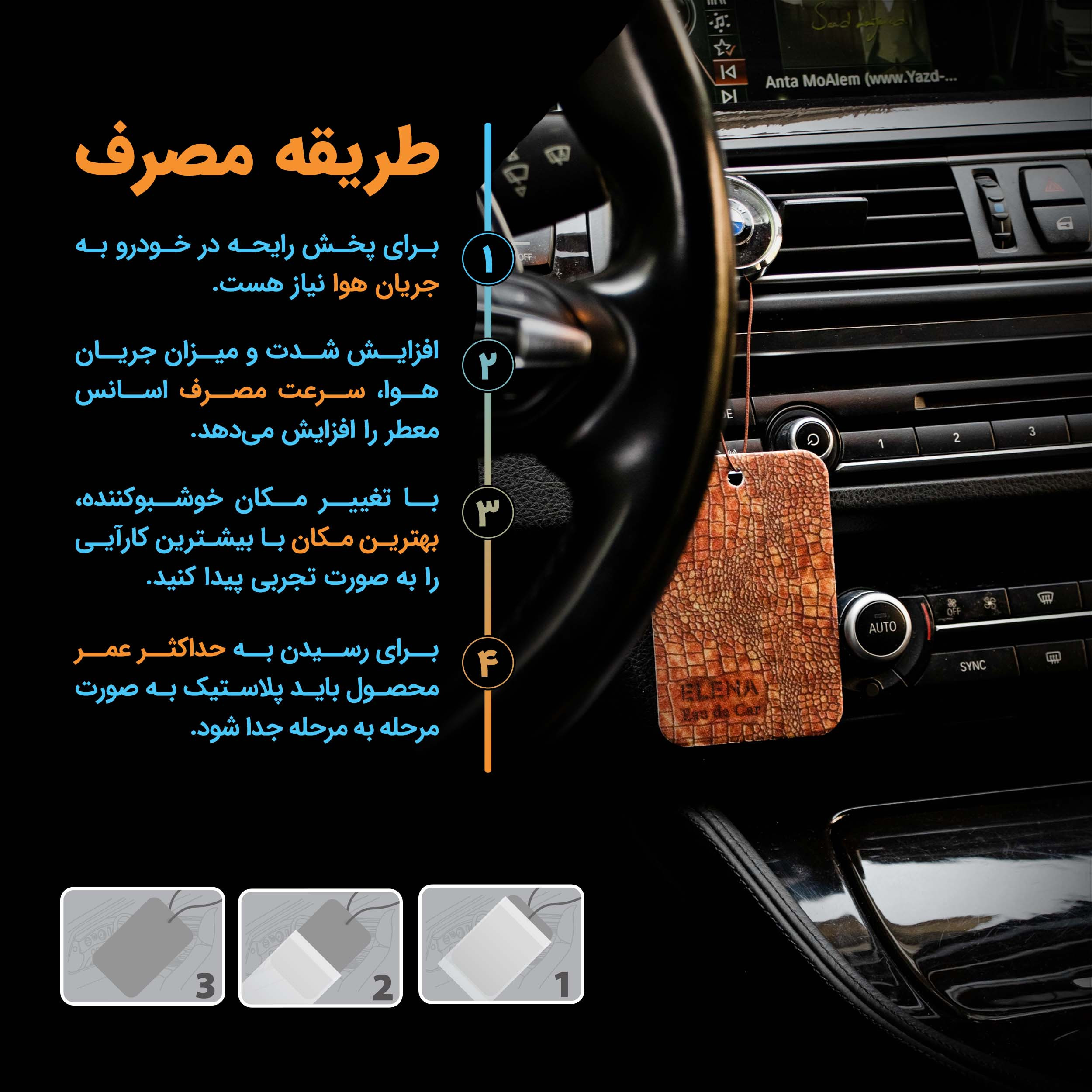 خوشبوکننده خودرو شمع النا مدل زندگی صورتی کد leather