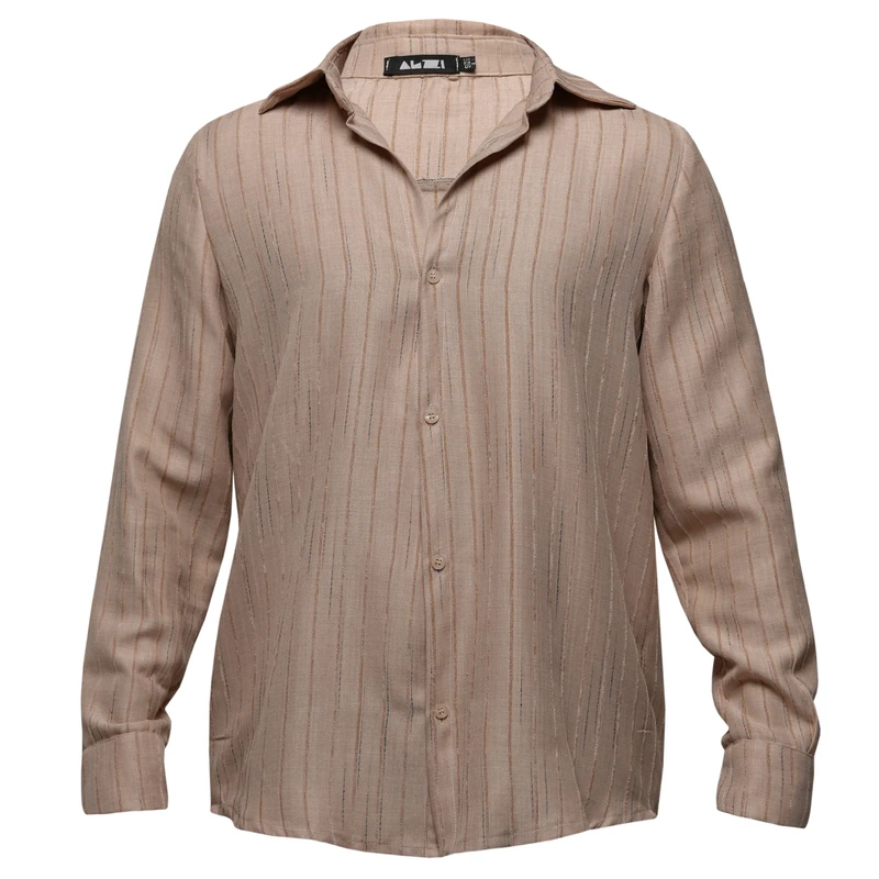 پیراهن آستین بلند یقه برگردان مردانه مدل 505C