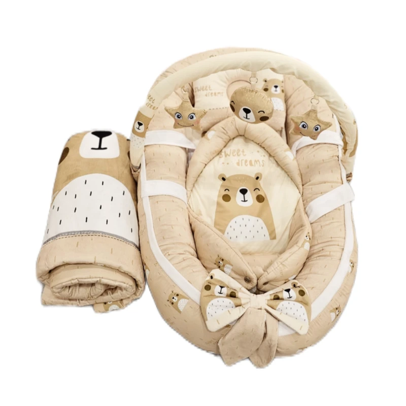 سرویس خواب پنج تکه نوزاد مدل گارد دار طرح خرس قطبی کرمی