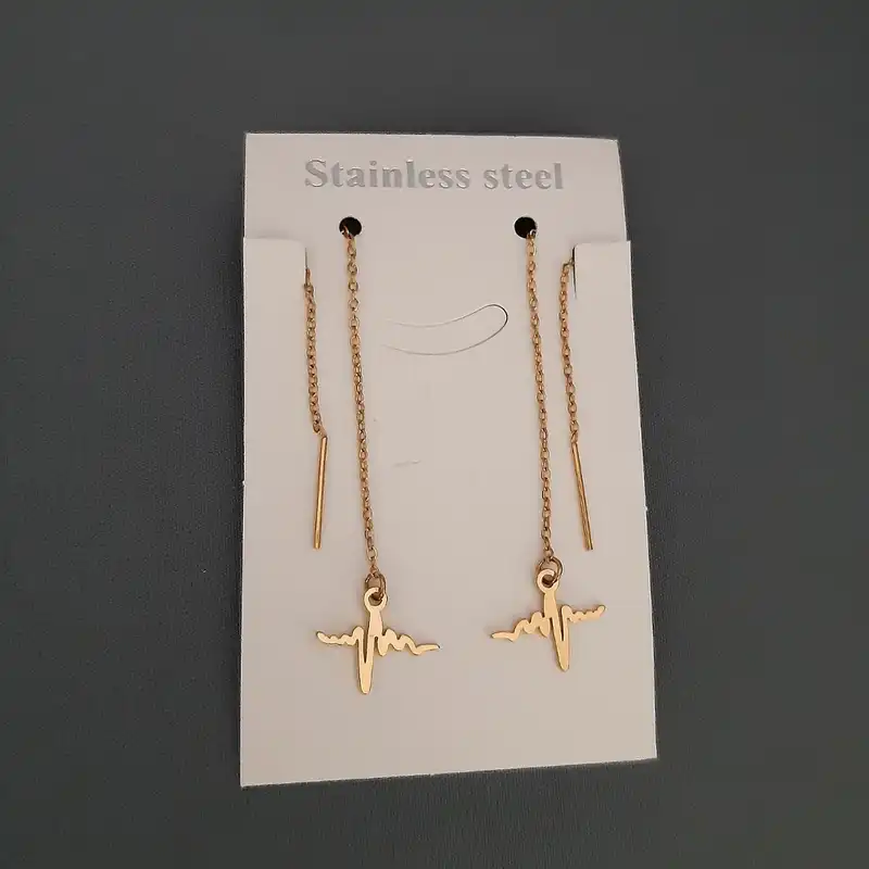 گوشواره زنانه مدل بخیه ای طرح ضربان قلب