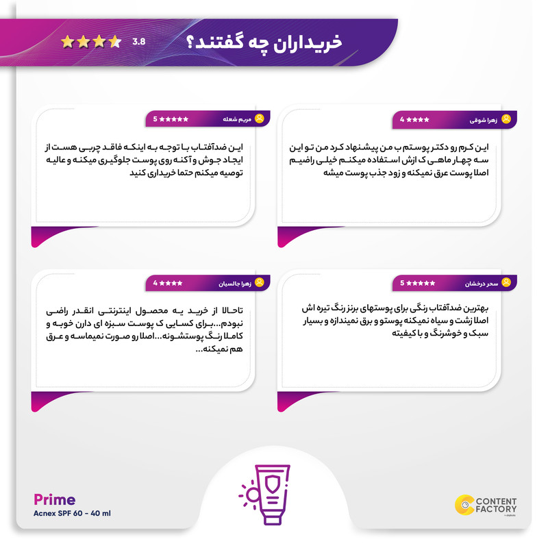 کرم ضد آفتاب رنگی پریم مدل Acnex SPF 60 مناسب پوست های چرب حجم 40 میلی لیتر کرم ضد آفتاب رنگی پریم مدل Acnex SPF 60 مناسب پوست های چرب حجم 40 میلی لیتر