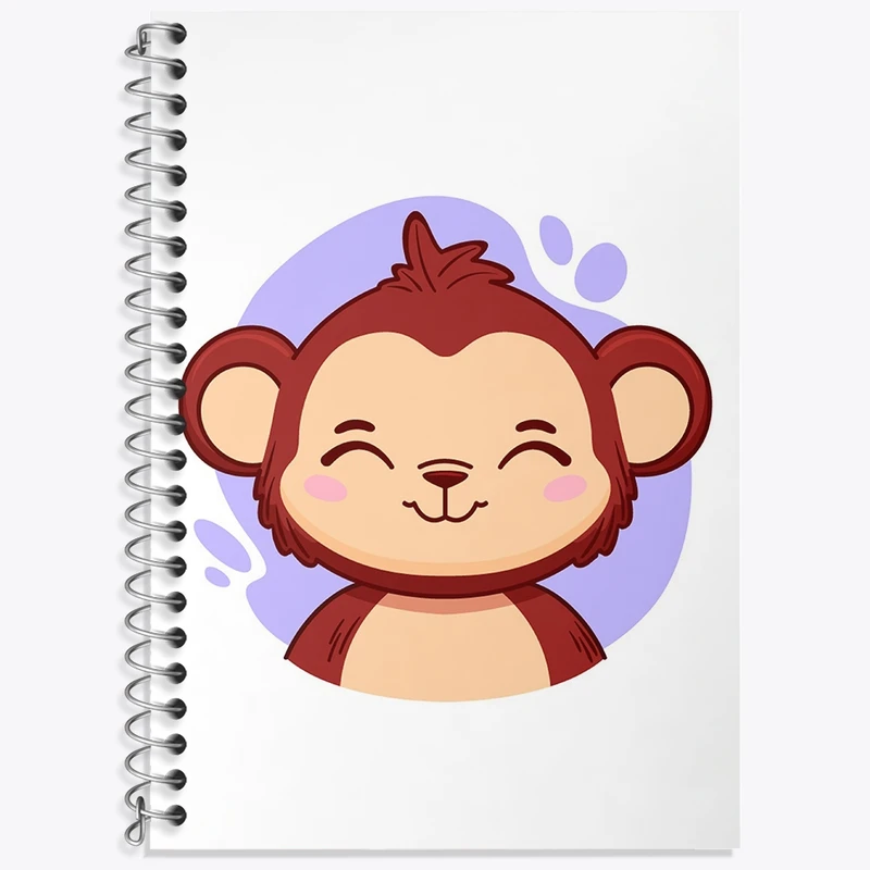 دفتر زبان 50 برگ خندالو مدل دو خط طرح میمون حیوانات بامزه کد 37136