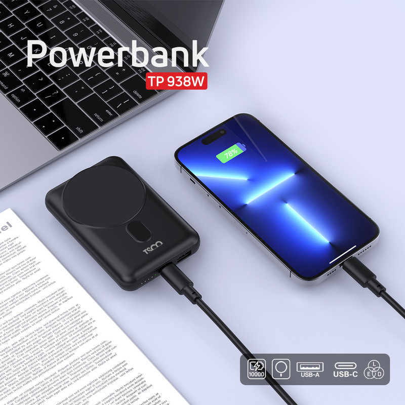 پاوربانک وایرلس تسکو مدل TP 938W ظرفیت 10000 میلی آمپر ساعت