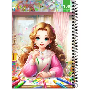 دفتر نقاشی 100 برگ بله مدل رحلی طرح فانتزی دختر طراح کد A4-N103