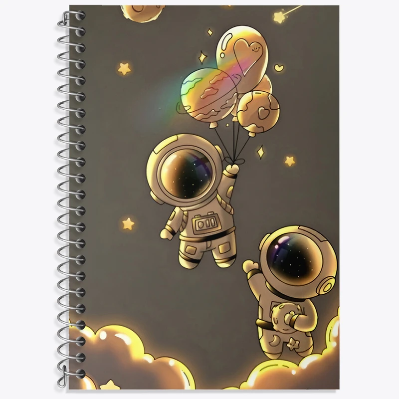 دفتر زبان 50 برگ خندالو مدل سه خط طرح فضانورد کیوت کد N4105