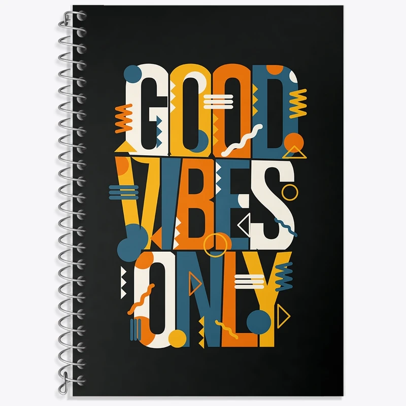 دفتر زبان 50 برگ خندالو مدل سه خط طرح Good Vibes Only کد F1051