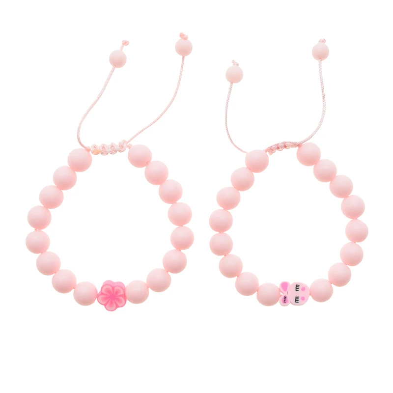 دستبند دخترانه دلنار گالری مدل خرگوش و شکوفه بسته 2 عددی