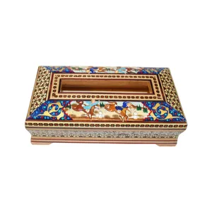 جعبه دستمال کاغذی خاتم کاری مدل چوگان