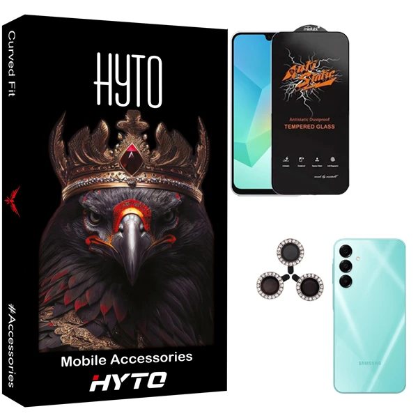 محافظ صفحه نمایش هیتو مدل Antistatic Pro مناسب برای گوشی موبایل سامسونگ Galaxy a16 به همراه محافظ لنز نگینی