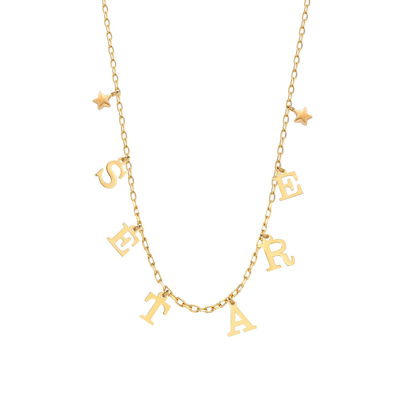 گردنبند طلا 18 عیار زنانه با طرح مینیمال ماوی گالری مدل ستاره