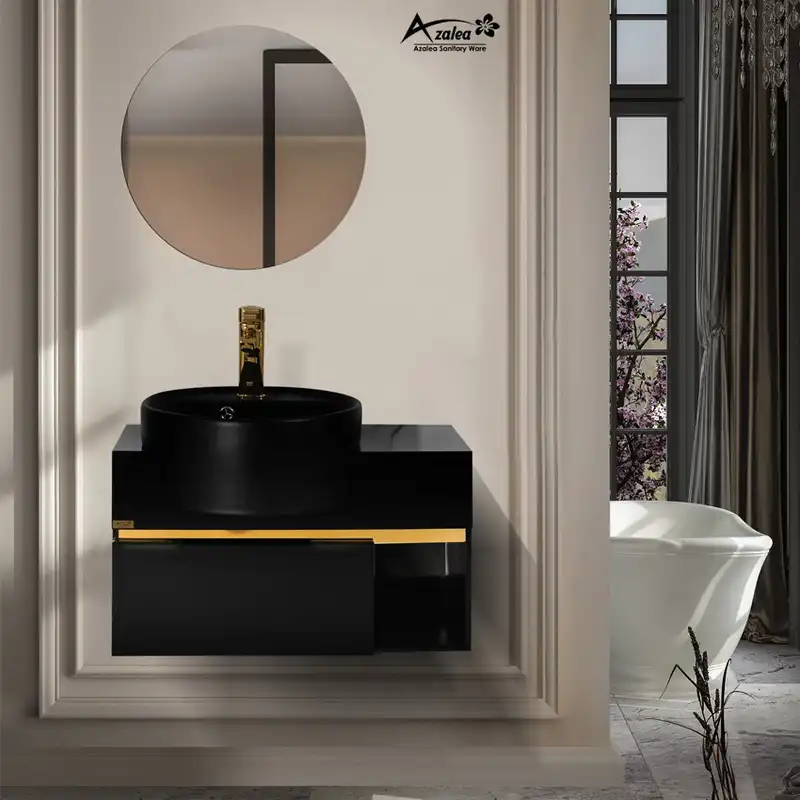 ست کابینت و روشویی آزالیا مدل Milana70M به همراه آینه گرد