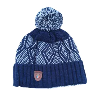 کلاه بافتنی بچگانه مدل لب برگردان طرح سنتی