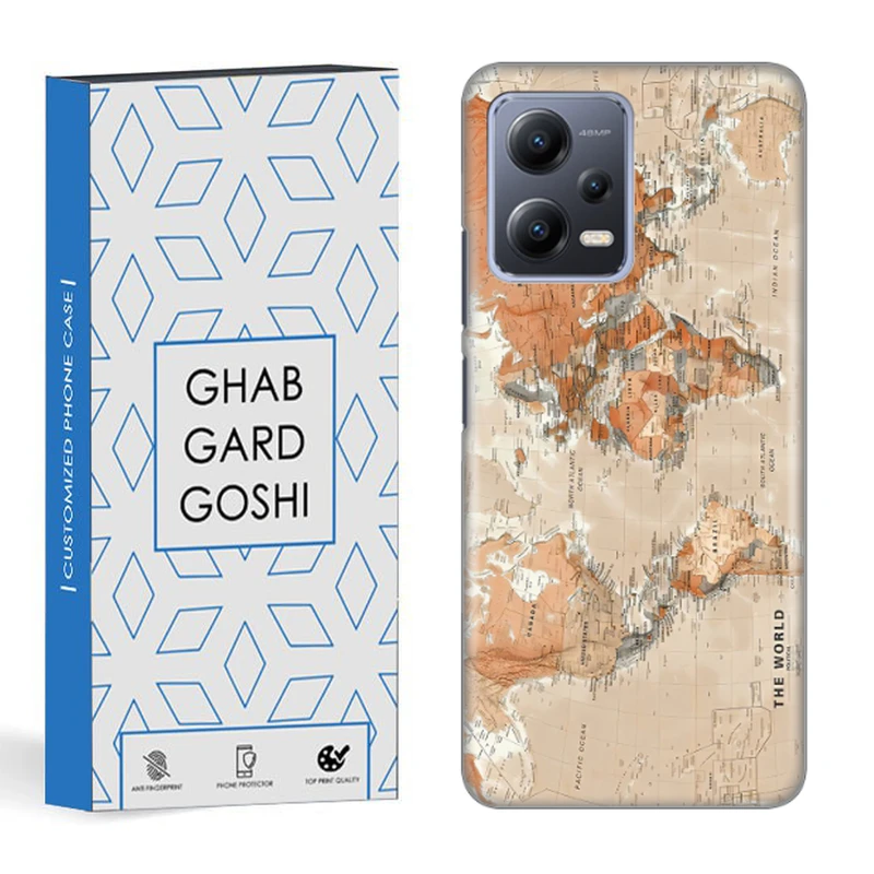 کاور قاب گارد گوشی طرح نقشه زمین کد DIMO-0 مناسب برای گوشی موبایل شیائومی redmi note 12 5g / poco x5 5g