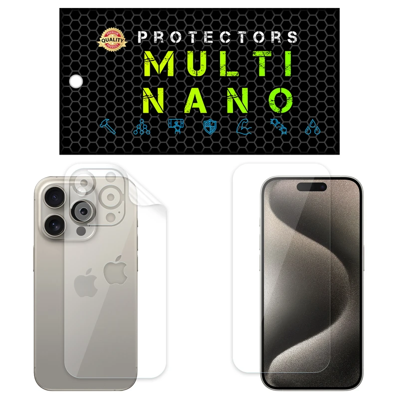محافظ صفحه نمایش مولتی نانو مدل X-SFT مناسب برای گوشی موبایل اپل iPhone 15 Pro به همراه محافظ پشت گوشی
