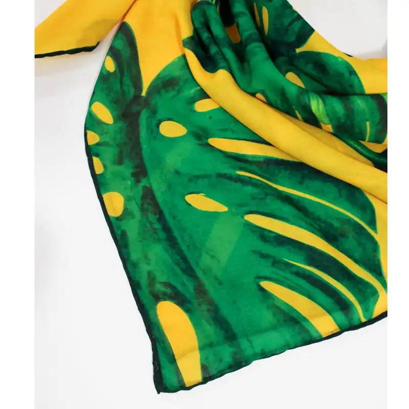 روسری زنانه مدل نخی تابستانه خنک قواره 140 طرح هاوایی کد ana-2111