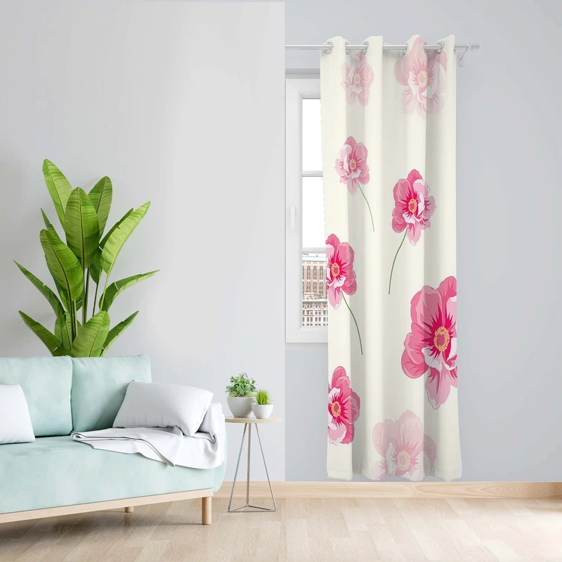 پرده طرح گل مدل مخمل پانچی کد 5470R z سایز 140x200 سانتی متر