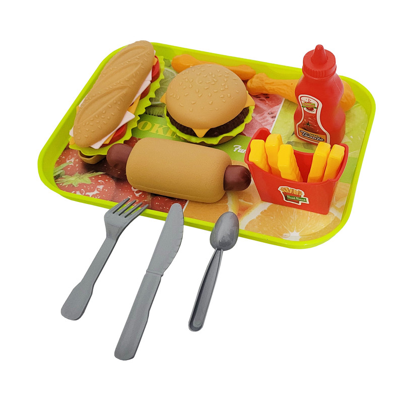 ست اسباب بازی فست فود مدل سینی و همبرگر کد 1220 مجموعه 13 عددی