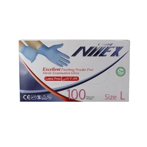 دستکش نیتریل غیر پودری مدل 100 سایز بزرگ بسته 100 عددی