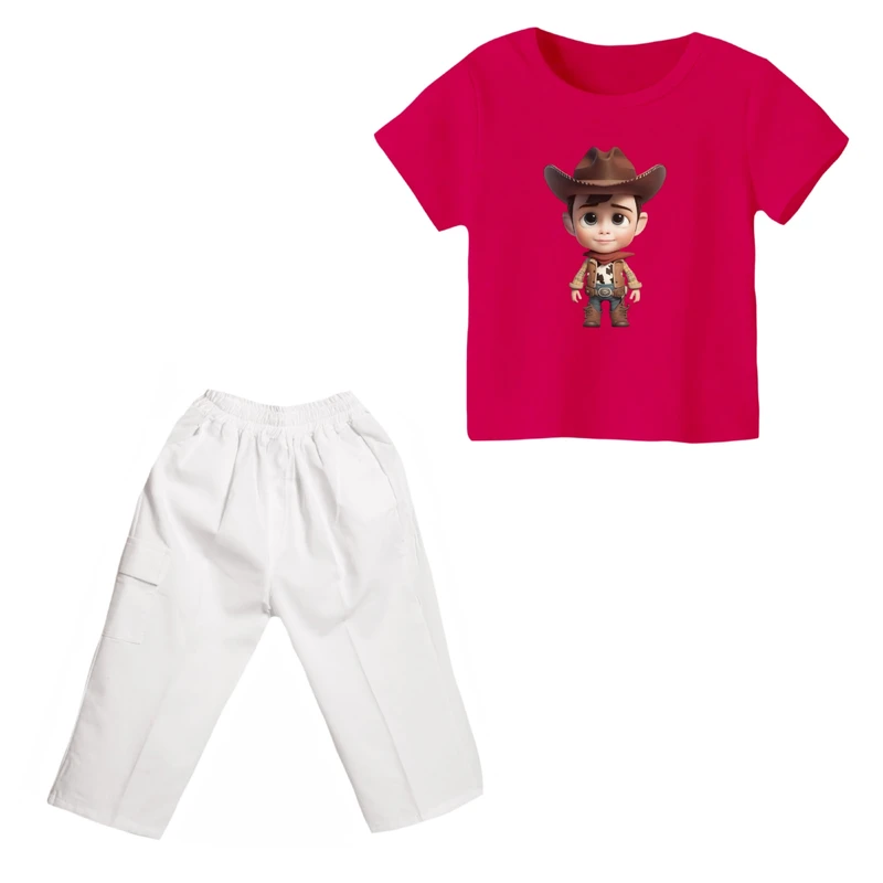 ست تی شرت و شلوارک دخترانه مدل داستان اسباب بازی کد ۱۲