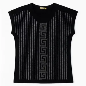 بلوز آستین تا روی شانه یقه گرد زنانه مدل T08741