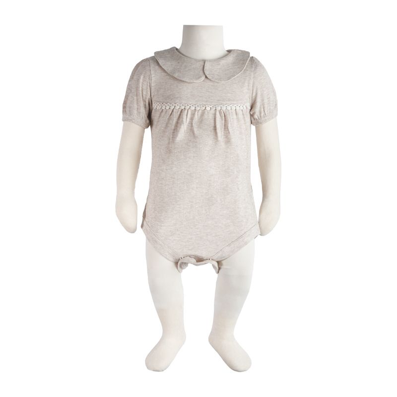 بادی آستین کوتاه نوزادی آدمک مدل گیپوردار کد 171201 رنگ نسکافه ای -  - 2