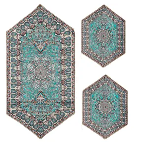 ست 3 تکه رومیزی ترمه ابریشم مدل مجنون کد 0070