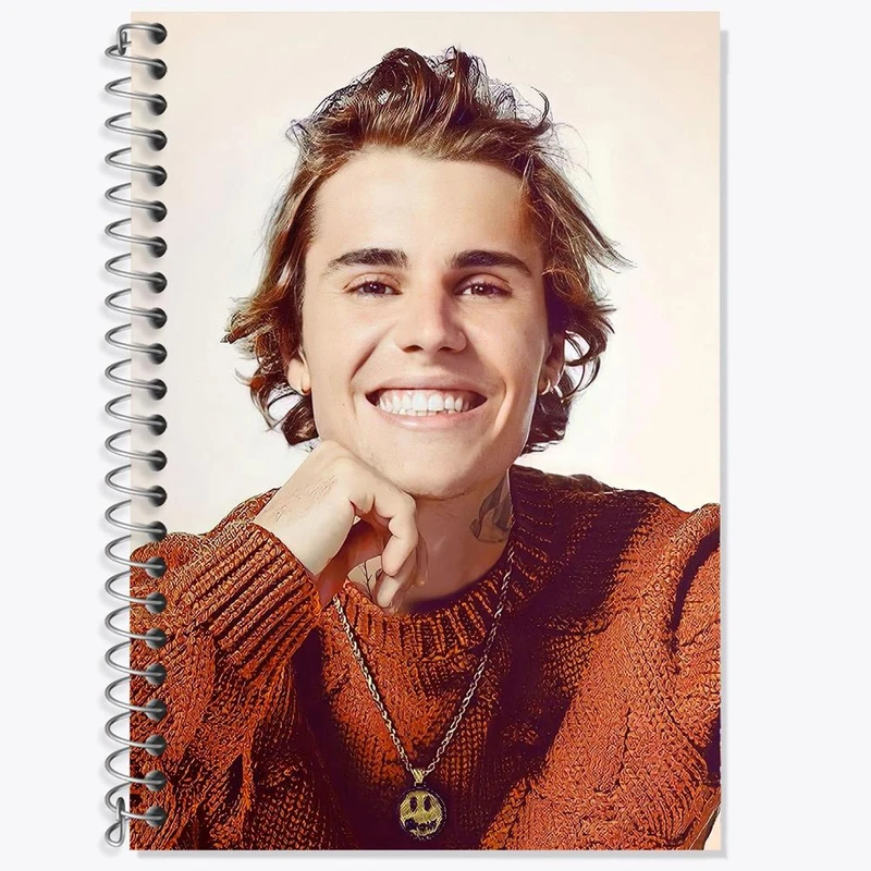 دفتر زبان 50 برگ خندالو مدل دو خط طرح جاستین بیبر Justin Bieber کد 19019
