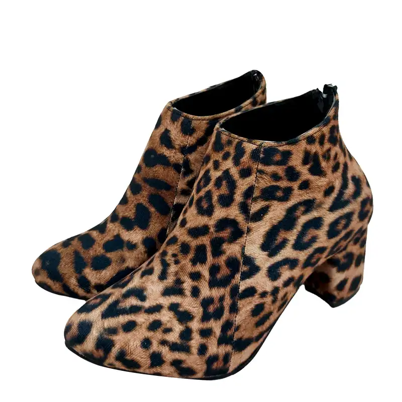 نیم بوت زنانه سیی مدل پلنگی استایل کد 1854