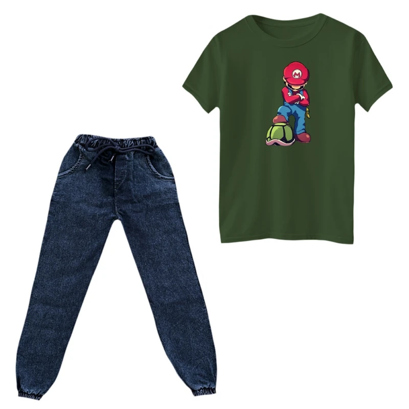 ست تی‌شرت و شلوار پسرانه مدل ماریو کد ۴