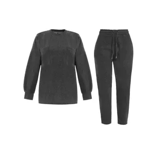 ست بلوز و شلوار زنانه بنیس مدل سمیرا رنگ طوسی تیره