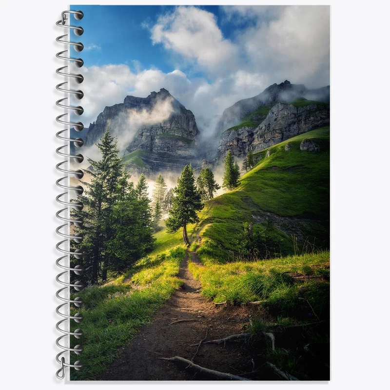 دفتر زبان 50 برگ خندالو مدل سه خط طرح منظره کوه کد F1137