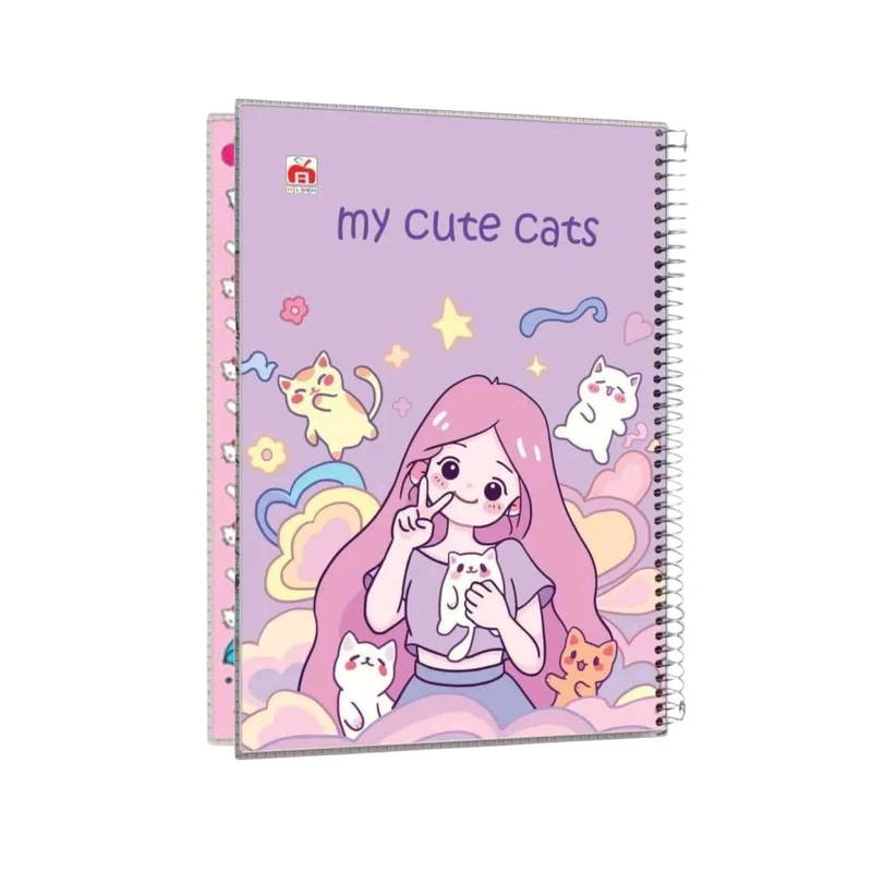 دفتر مشق 50 برگ آلما طرح CUTE CAT مدل طلقی کد 7598