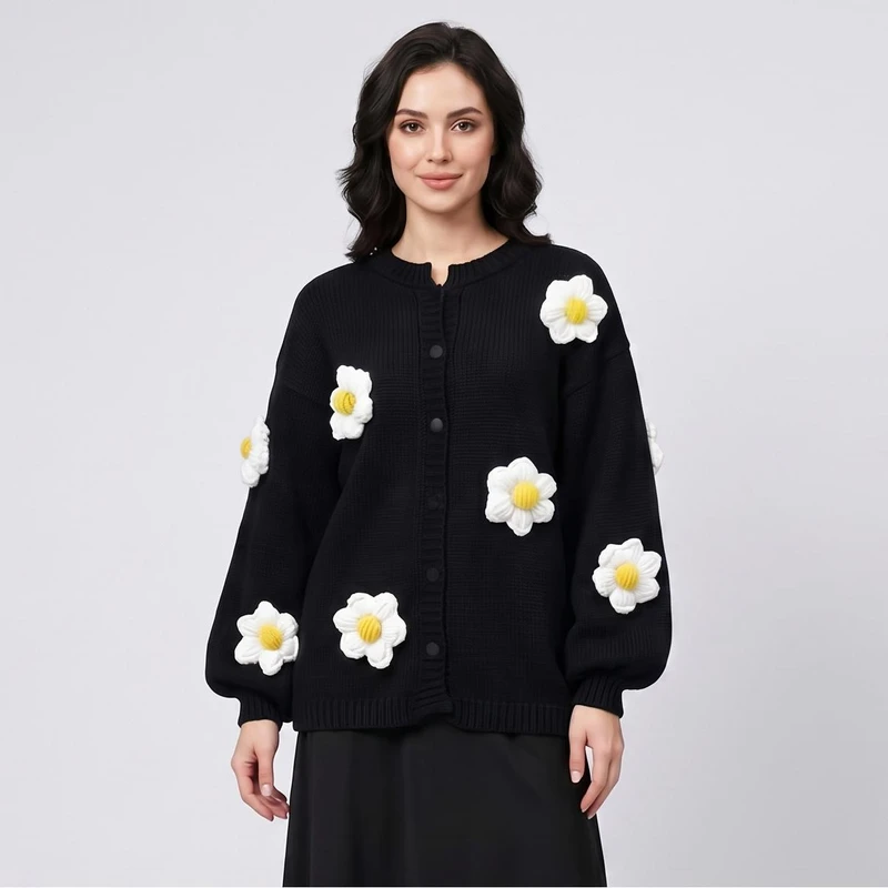 ژاکت زنانه گره استایل مدل بابونه