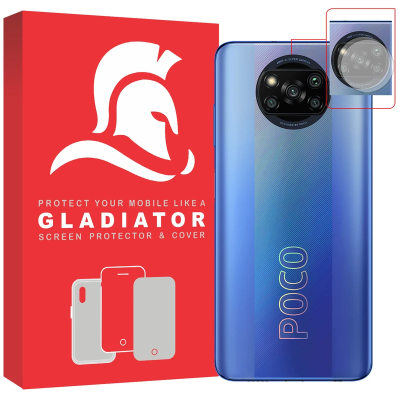 محافظ لنز دوربین گلادیاتور مدل GCX2000 مناسب برای گوشی موبایل شیائومی Poco X3 Pro بسته دو عددی