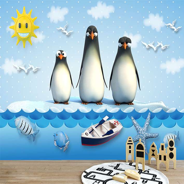 پوستر دیواری اتاق کودک مدل نقاشی پنگوِين DVRF1656