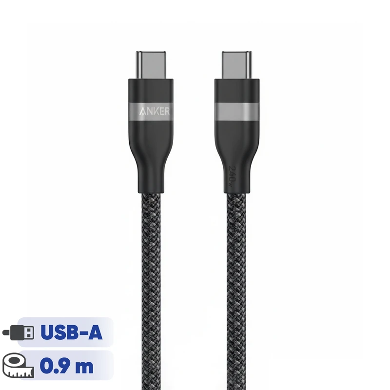 کابل تبدیل USB-C به USB-C انکر مدل A82E2 طول 0.9 متر با توان 240 وات