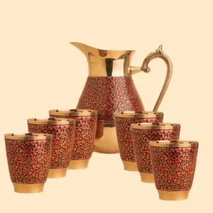 ست 7 پارچه پارچ و لیوان برنجی مدل انگوری 