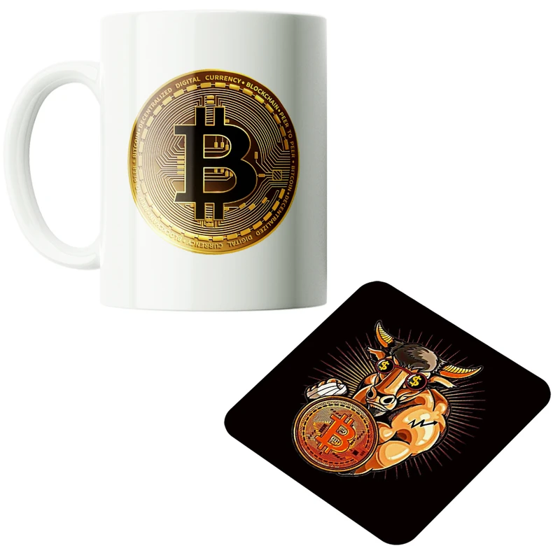 ماگ پاد آفرین مدل بیت کوین تریدر ارز دیجیتال کریپتو فارکس کد PZ389 به همراه زیرلیوانی