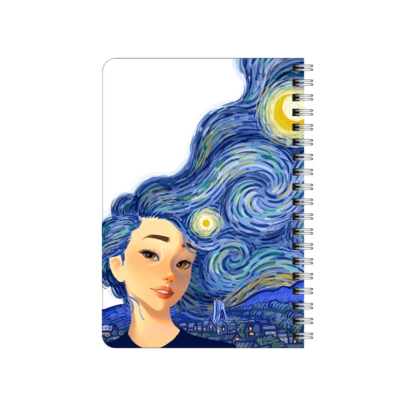 دفترچه یادداشت بامبیلیپ مدل چوبی طرح دختر با موهای شب ستاره باران کد 9016959