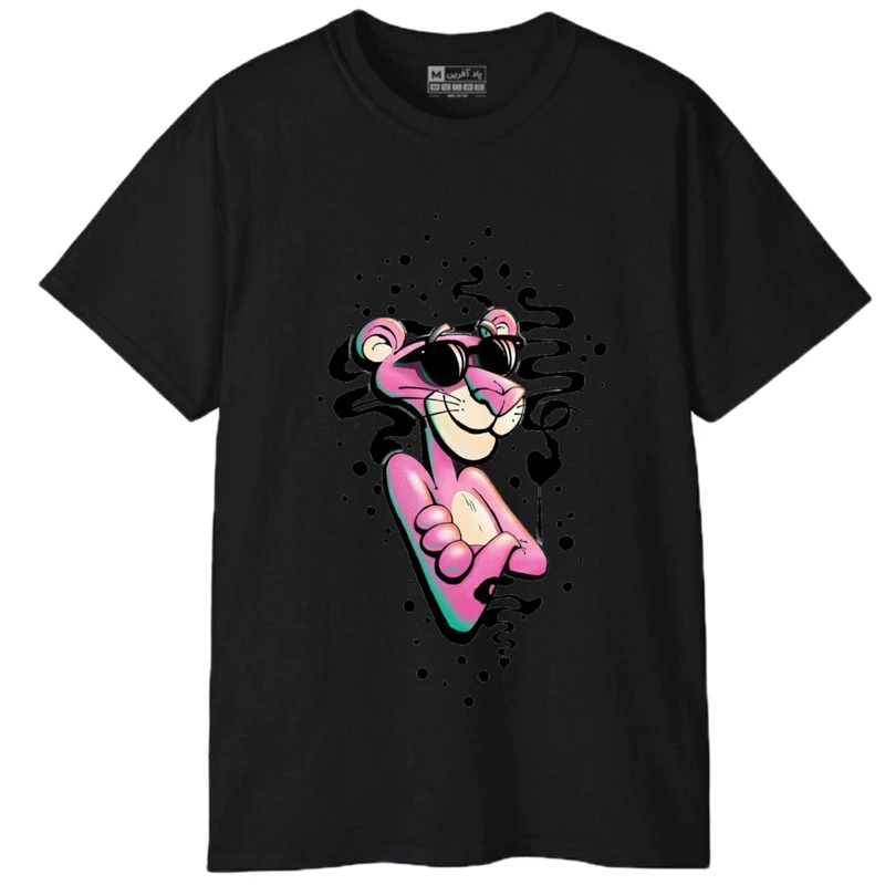 تی‌شرت آستین کوتاه مردانه پاد آفرین مدل پلنگ صورتی کارتونی کد 1969