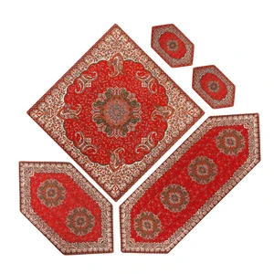 ست 5 تکه رومیزی ترمه مدل ترنج کد trjgrmz-1007