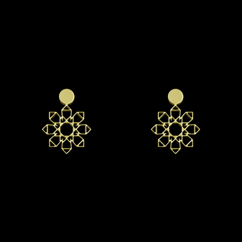 گوشواره طلا 18 عیار زنانه مدوپد مدل اسلیمی کد GA1-10003